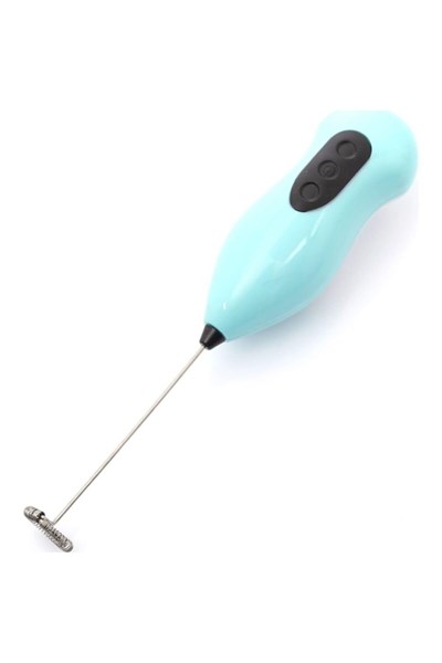 Pilli Mini Mixer Kahve Süt Köpürtücü Karıştırıcı Cappuccino Mixer, Turkuaz
