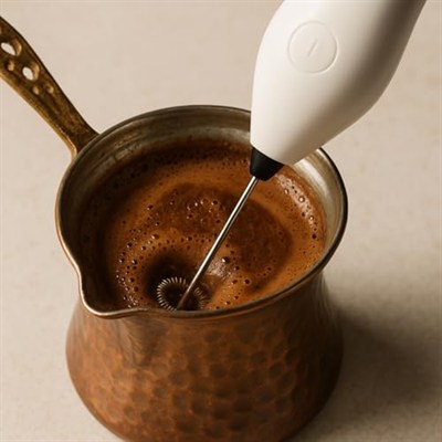 Pilli Süt Köpürtücü – Cappuccino ve Latte için Kahve Köpürtücü ve Köpük Yapıcı Çırpıcı
