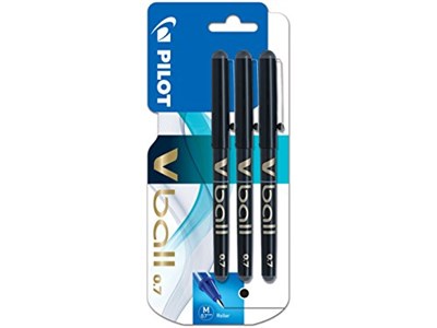 Pilot Vball 7 tükenmez kalem, sıvı mürekkepli, 0,7 mm uç, siyah, 3 adet, siyah, 131200301