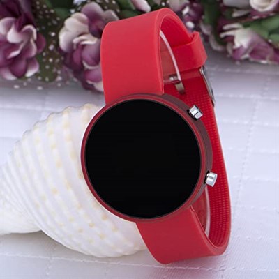 PİNKOLİ Metalik Kırmızı Dijital Led Silikon Bileklik Kız Çocuk Yetişkin Saat ST-303611