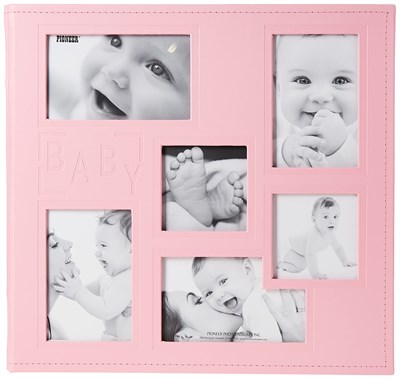 Pioneer Photo Albums Kolaj Çerçevesi Kabartmalı inç Bebek inç Dikişli Suni Deri Kılıf Bellek Defteri, Bebek Pembesi,