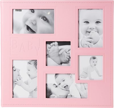 Pioneer Photo Albums Kolaj Çerçevesi Kabartmalı inç Bebek inç Dikişli Suni Deri Kılıf Bellek Defteri, Bebek Pembesi,