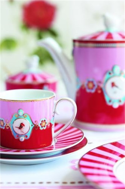 Pip Studio Love Birds Kırmızı Pembe Porselen Kupa 250 Ml