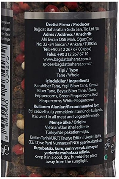 Plant Love Organic Bağdat Karışık Tane Biber Değirmen 45 Gr