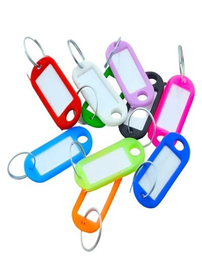 Plastik İsim Yazılabilen Karışık Renk 15 adet Anahtarlık (5cmx2cm)