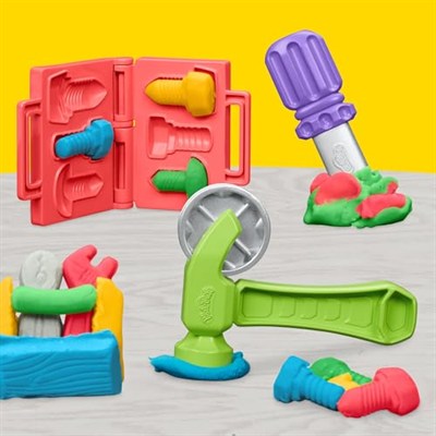Play-Doh Damgala ve Kes Alet Tezgâhı Oyun Seti | 3 Yaş ve Üzeri Kız ve Erkek Çocuklar İçin İnşaat Temalı Oyuncak | Çocuklar İçin Sanat ve El İşi Etkinlikleri