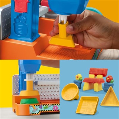 Play-Doh Damgala ve Kes Alet Tezgâhı Oyun Seti | 3 Yaş ve Üzeri Kız ve Erkek Çocuklar İçin İnşaat Temalı Oyuncak | Çocuklar İçin Sanat ve El İşi Etkinlikleri