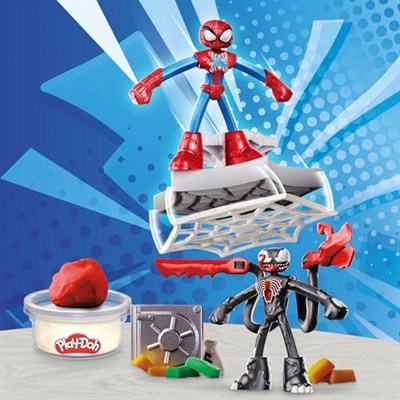 Play-Doh Marvel Spider-Man Fırlat ve İkiye Böl Kapışması Oyun Seti