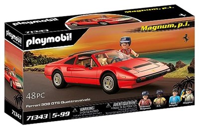 Playmobil Famous Cars 71343 Magnum, P.I. Ferrari 308 Gts Quattrovalvole, Süper Spor Araba, Araba Hayranları İçin Koleksiyon Parçası, Koleksiyoncular ve 5 Yaşından Büyük Çocuklar İçin Oyuncak