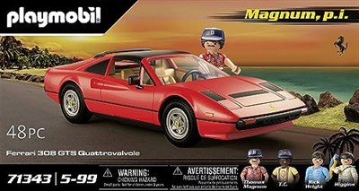 Playmobil Famous Cars 71343 Magnum, P.I. Ferrari 308 Gts Quattrovalvole, Süper Spor Araba, Araba Hayranları İçin Koleksiyon Parçası, Koleksiyoncular ve 5 Yaşından Büyük Çocuklar İçin Oyuncak