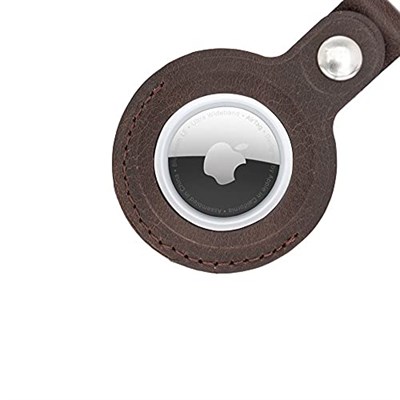 PLM Apple AirTag ile uyumlu, Deri Anahtarlık, Acı Kahve Renk