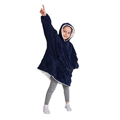 POFFY Çocuk Oversize Giyilebilir Battaniye TEK BEDEN ÇOK RAHAT 11 Yaş Altı Unisex Hoodie Peluş Kapüşonlu Sweatshirt