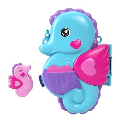 POLLY POCKET™ BABAM VE BEN™ denizatı çanta Polly Pocket Babam ve Ben denizatı çanta, 2 mikro bebek, evcil hayvanlar ve 13 aksesuar, 2si 1 arada çanta ve oyuncak ile Shani HWP03