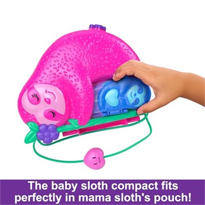 POLLY POCKET™ Tembel Hayvan Ailesi 2si 1 Arada Kompakt Çanta Polly Pocket™ bebekler ve oyun seti, seyahat oyuncakları, Tembel Hayvan Ailesi 2si 1 Arada Kompakt Çanta HRD40