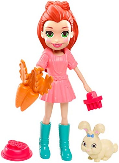 Polly Pocket ve Hayvan Dostu Oyun Seti, Hoptastic Lila Bebek, Hayvanı ve Aksesuarları GDM11