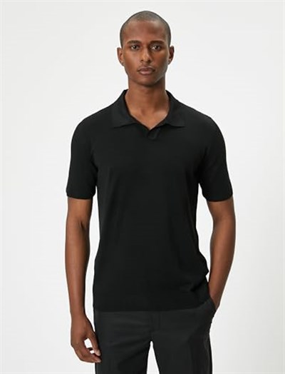 Polo Neck Thin Knit T-Shirt