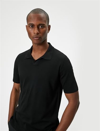 Polo Neck Thin Knit T-Shirt