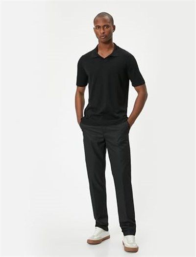 Polo Neck Thin Knit T-Shirt