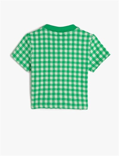 Polo Tişört Crop Kısa Kollu Düğme Detaylı Dar Kalıp