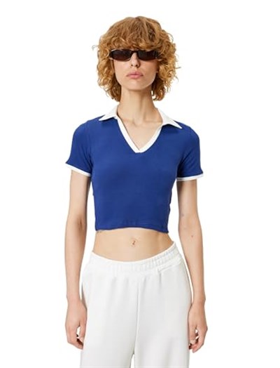 Polo Yaka Tişört Kaşkorse Biyeli Kısa Kollu Slim Fit