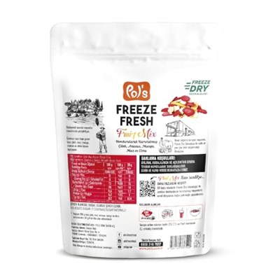 PolS Freeze Fresh Dondurularak Kurutulmuş Fruit Mix 20 Gr - Seçenekler: Fruit Mix, Ahududu, Ananas, Böğürtlen, Elma, Kivi, Mango...