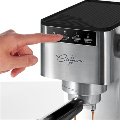 Polti Coffea P10S Manuel Espresso ve Cappuccino Kahve Makinesi, Öğütülmüş Kahve ve E.S.E ile Uyumlu, 44 mm Kapsüller, Süt Asansörü için Buharlı Süt, Çıkarılabilir 1,3 L Tank, Gümüş