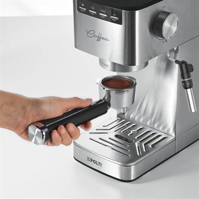 Polti Coffea P10S Manuel Espresso ve Cappuccino Kahve Makinesi, Öğütülmüş Kahve ve E.S.E ile Uyumlu, 44 mm Kapsüller, Süt Asansörü için Buharlı Süt, Çıkarılabilir 1,3 L Tank, Gümüş