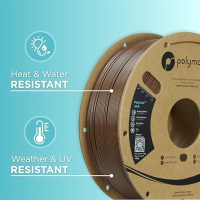 Polymaker ASA Filament 1,75 mm Ordu Kahverengi, 1kg ASA 3D Yazıcı Filamenti, Isıya ve Hava Koşullarına Dayanıklı - ASA 3D Filament Dış Mekan Fonksiyonel Parçaları Basmak için Mükemmel, Boyutsal