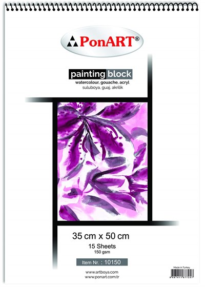 PonART Painting Blok Defter, 35x50cm, 15 Yaprak, Suluboya ve Guaj için - Seçenekler: Drawing&Painting 190gsm, Academy, Black Blok...