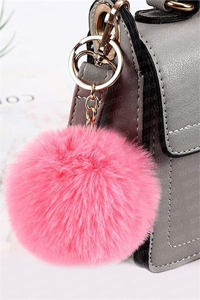 Ponpon Tüylü Peluş Yumuşak Anahtarlık, Dekoratif Aksesuar, 14 cm, Karışık Renkler