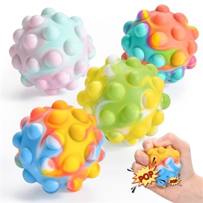 Pop It Ball, Paskalya Sepeti Doldurucular 3D Gıda Sınıfı Silikon, 3 Yaş Üzeri Çocuklar Yetişkinler için Anti-Anksiyete Sıkma Duyusal Oyuncak (4 Paket)