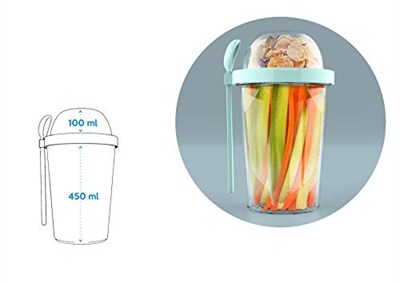 poppard young & smart Capsule 450 ML + 100 ML Kaşıklı Yoğurt Kabı (Lacivert)