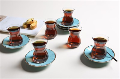 Porland Seasons Turkuaz 6 Kişilik Çay Takımı