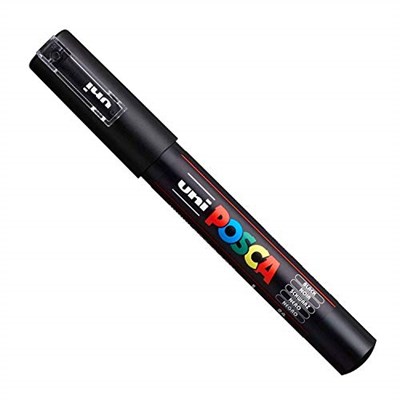 Posca PC-1M Boya Sanatı Markör Kalemleri - Kumaş Cam Metal Kalem - Siyah + Beyaz (Her Birinden 1 adet)