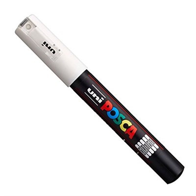 Posca PC-1M Boya Sanatı Markör Kalemleri - Kumaş Cam Metal Kalem - Siyah + Beyaz (Her Birinden 1 adet)