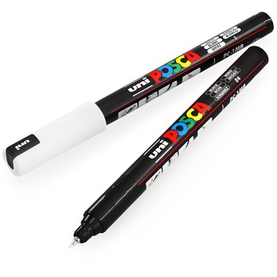 Posca-Posca Uni PC-1MR Art Boya Marker Kalemi - 0,7 mm - Siyah Beyaz - 2li Paket