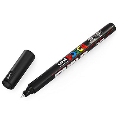 Posca-Posca Uni PC-1MR Art Boya Marker Kalemi - 0,7 mm - Siyah Beyaz - 2li Paket