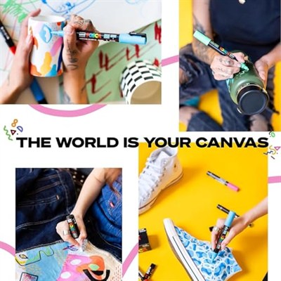 POSCA Siyah & Beyaz Kurşun Ucu - 6 Kalem Seti (PC-5M, PC-7M, PC-3M)