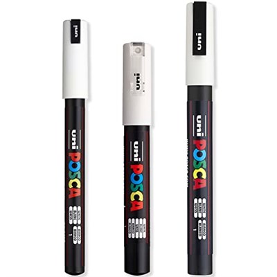 Posca - Ultra İnce - İnce Boya Marker Kalem Seti - PC-1MR, PC-1M, PC-3M - Beyaz Mürekkep - 3lü Paket