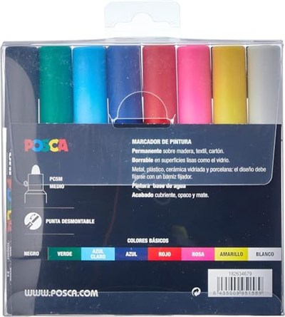 Posca UNI PC 5M Basic Set - 8li Marker Paketi