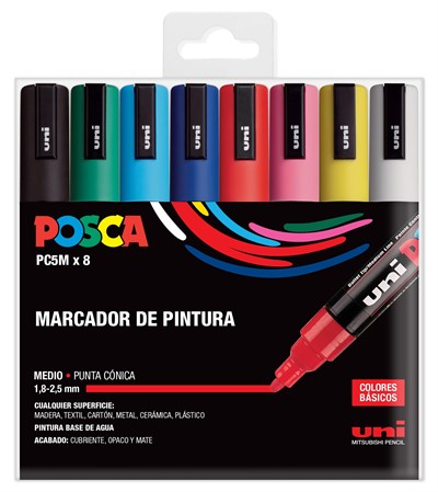 Posca UNI PC 5M Basic Set - 8li Marker Paketi