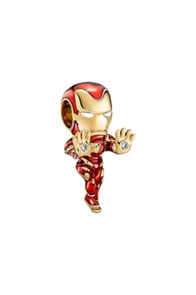 POSEİDONS JEWELLERY (284) Iron Man Charm Marvels 925 Ayar Gümüş Kırmızı 0.74 mm