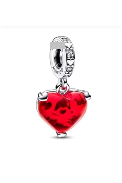 POSEİDONS JEWELLERY (683) & Minnie Mouse Öpücük Kırmızı Murano Cam Sallantılı Charm Kırmızı Tek Ebat