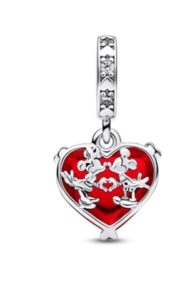 POSEİDONS JEWELLERY (683) & Minnie Mouse Öpücük Kırmızı Murano Cam Sallantılı Charm Kırmızı Tek Ebat