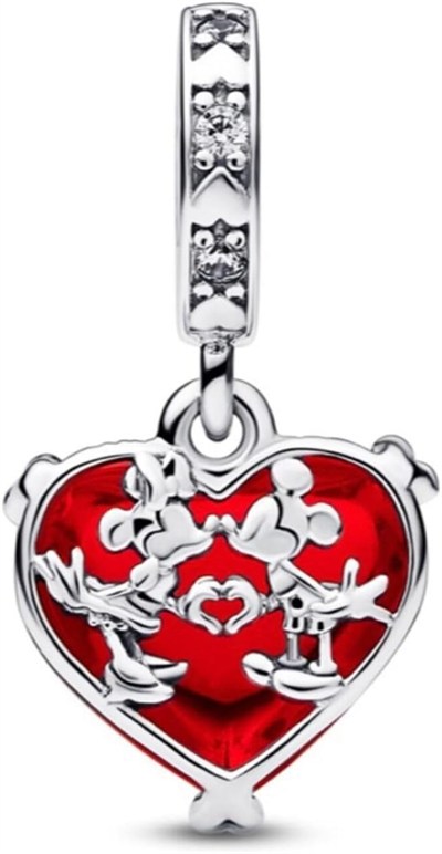 POSEİDONS JEWELLERY (683) & Minnie Mouse Öpücük Kırmızı Murano Cam Sallantılı Charm Kırmızı Tek Ebat
