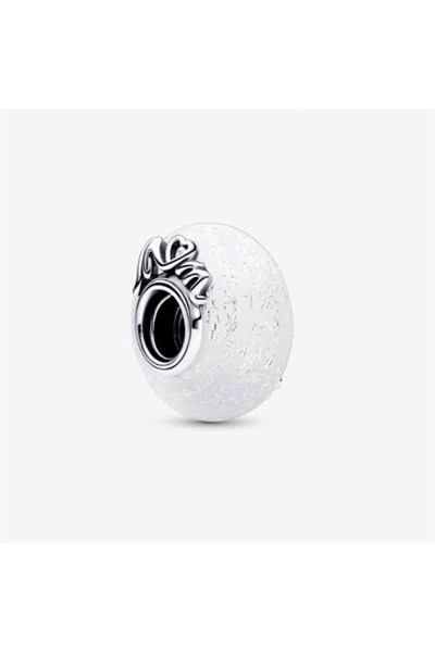 POSEİDONS JEWELLERY (77) Işıltılı Beyaz Murano Cam Mum&Love Charm beyaz Tek Ebat