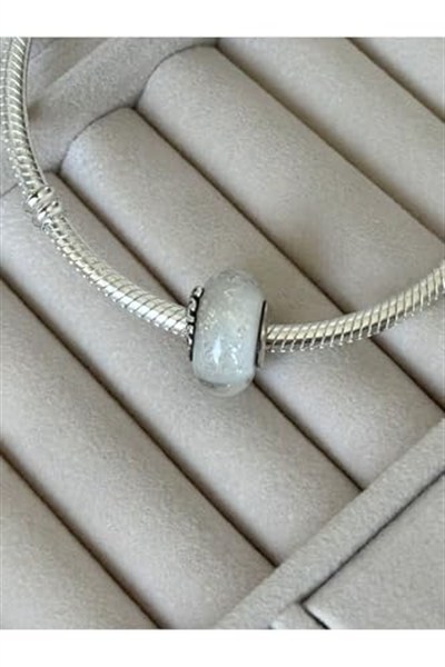 POSEİDONS JEWELLERY (77) Işıltılı Beyaz Murano Cam Mum&Love Charm beyaz Tek Ebat