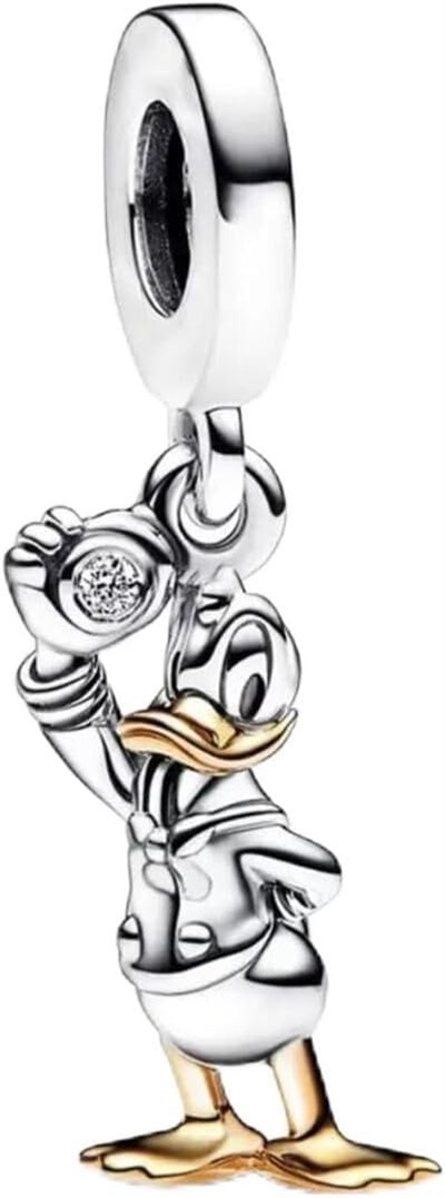 POSEİDONS JEWELLERY DISNEY, 100. YILDÖNÜMÜ DONALD DUCK DANGLE CHARM Gümüş Tek Ebat