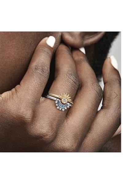 POSEİDONS JEWELLERY Gökyüzü Mavisi Işıltılı Ay Yüzük-1