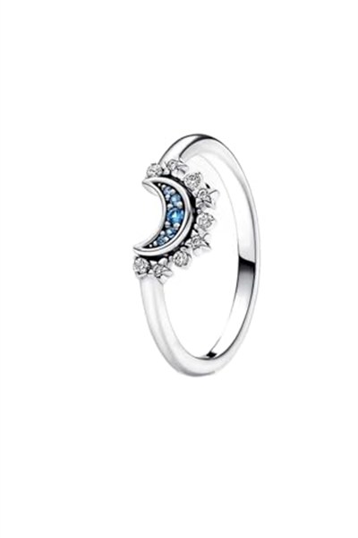 POSEİDONS JEWELLERY Gökyüzü Mavisi Işıltılı Ay Yüzük-1
